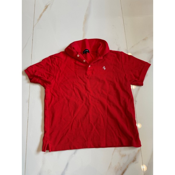 Ferrari Mens Red Short Sleeve Piqué Polo Shirt Embroidered Logo Size Medium